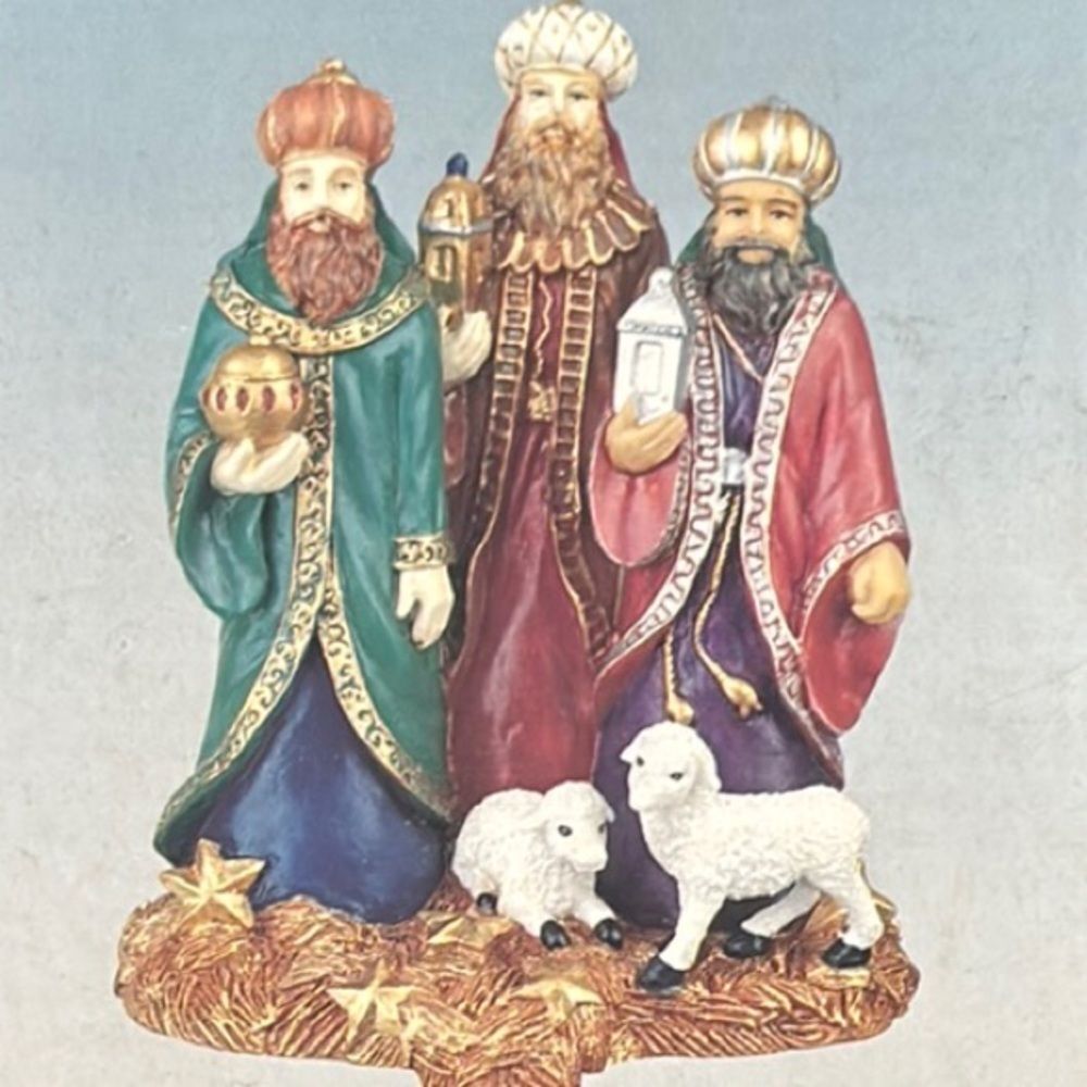 Vintage Three Wise Men Sock Hanger Holiday Figurine Multicolor Ceramic Heavy